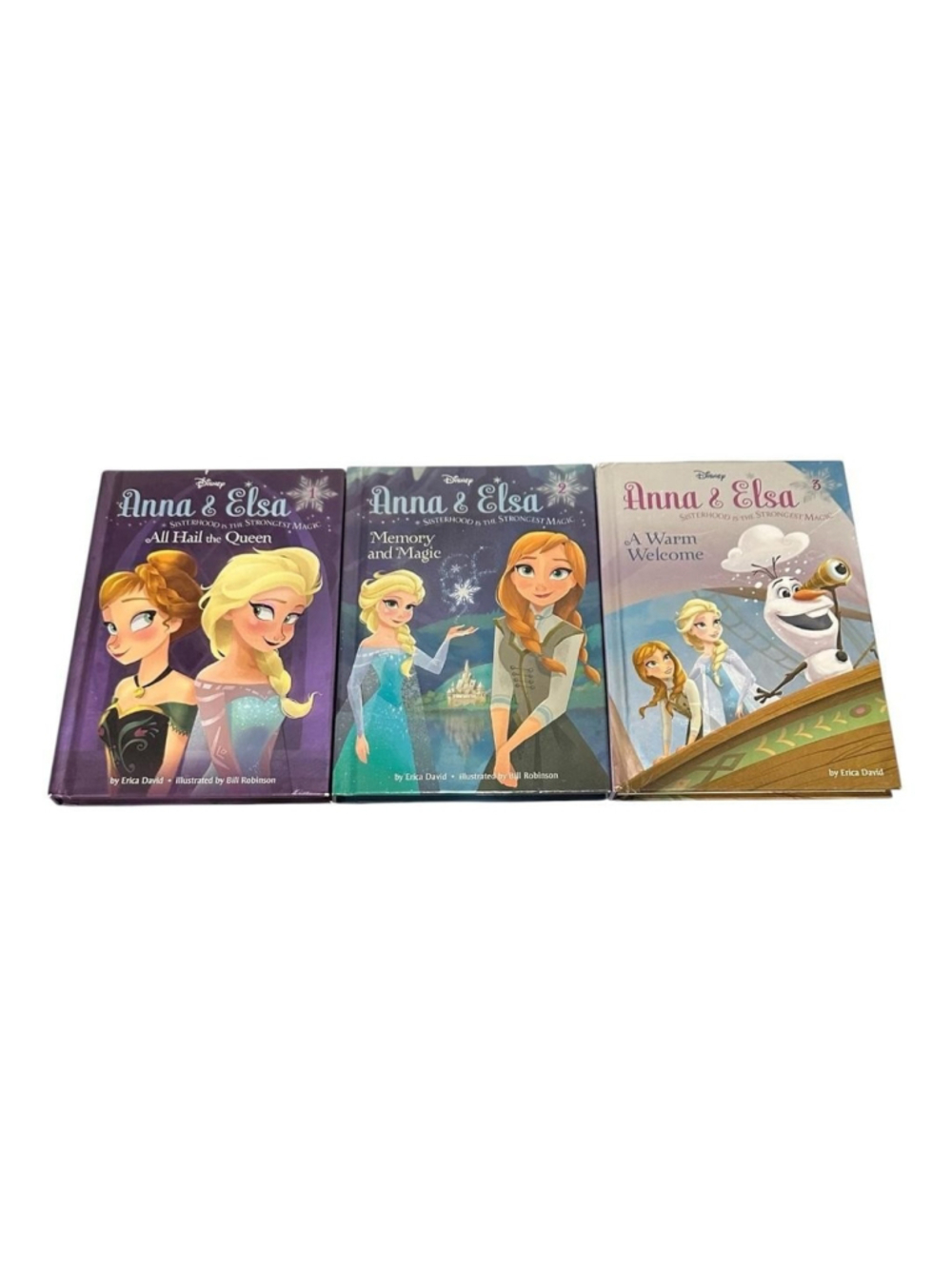 3 Lot Disney Frozen Anna & Elsa Sisterhood Magic Erica David HC Purple/Blue